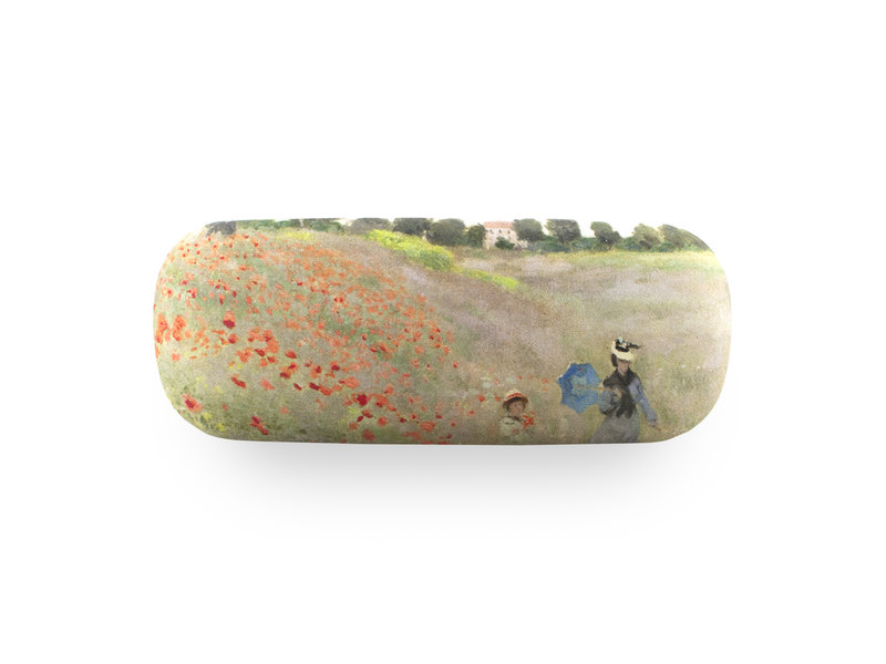 Brillenbox, Monet, Feld mit Mohnblumen - mit Linsentuch