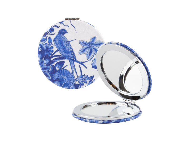 Folding pocket mirror microfiber, Delft Blue birds, Rijksmuseum