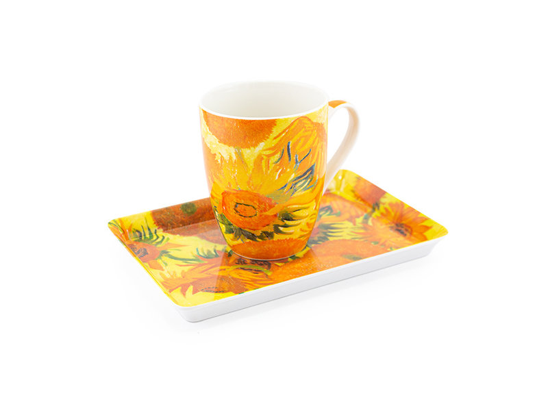 Conjunto: taza y bandeja, Girasoles, Van Gogh