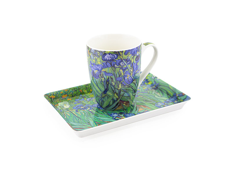 Set: Mug & tray, Irises, Van Gogh