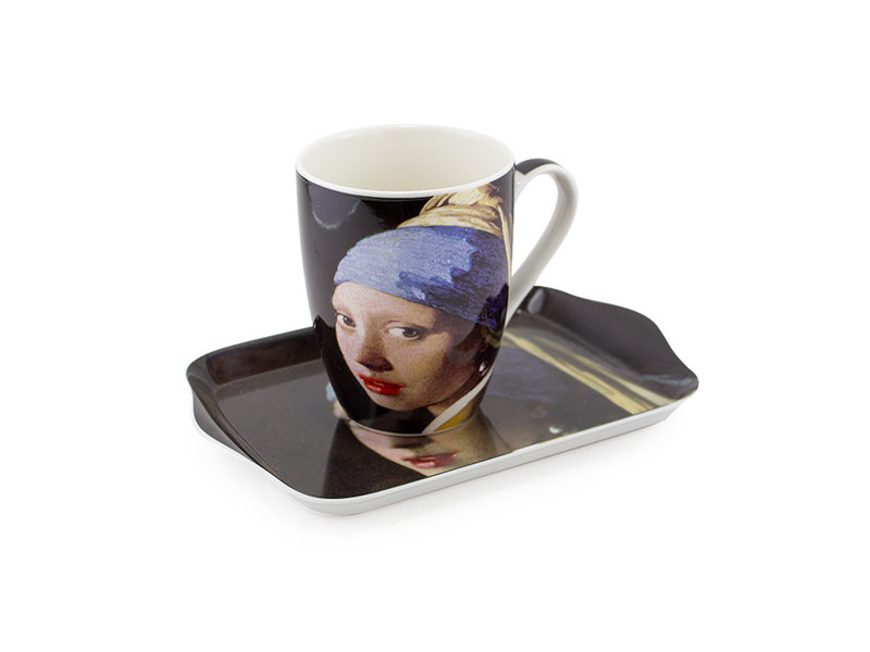 Conjunto: Taza y bandeja, Chica con un arete de perla, Vermeer