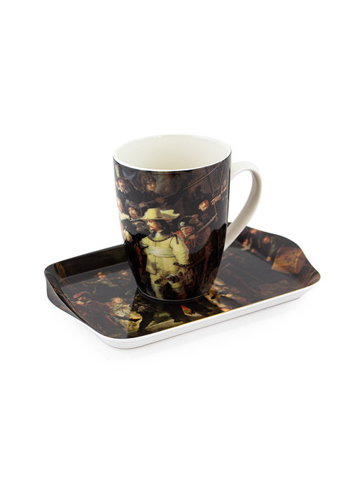 Ensemble: Tasse et plateau,:  Veille de nuit, Rembrandt