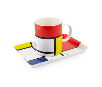 Conjunto: Taza y bandeja, Mondrian