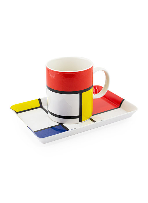 Ensemble: Tasse et plateau,  Mondrian