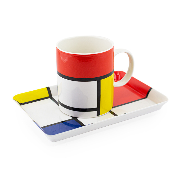 Ensemble: Tasse et plateau,: Mondrian