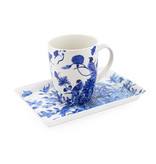 Set: Mug & tray, Delft blue birds,  Rijksmuseum