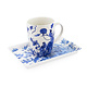 Ensemble: tasse et plateau, oiseaux bleus de Delft, Rijksmuseum