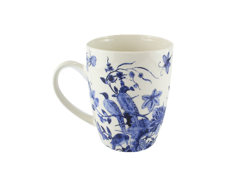 Ensemble: tasse et plateau, oiseaux bleus de Delft, Rijksmuseum