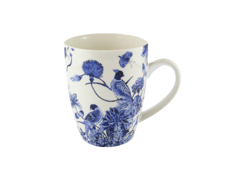 Set: Mug & tray, Delft blue birds,  Rijksmuseum