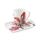 Ensemble: tasse et plateau, Merian, Trois tulipes