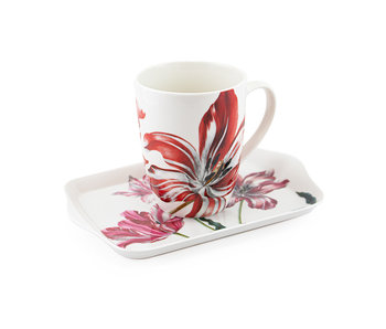 Set: Mug & tray, Merian, Three tulips