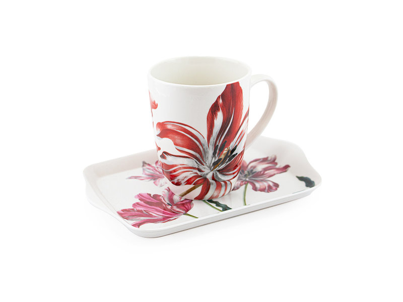 Set: Mug & tray, Merian, Three tulips