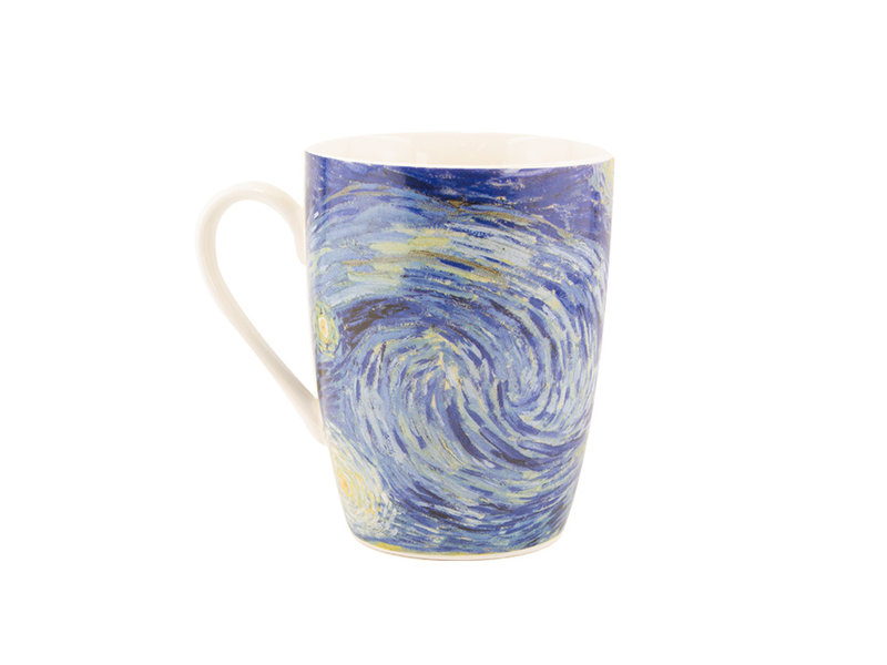 Ensemble: Tasse et plateau, Nuit étoilée, Van Gogh