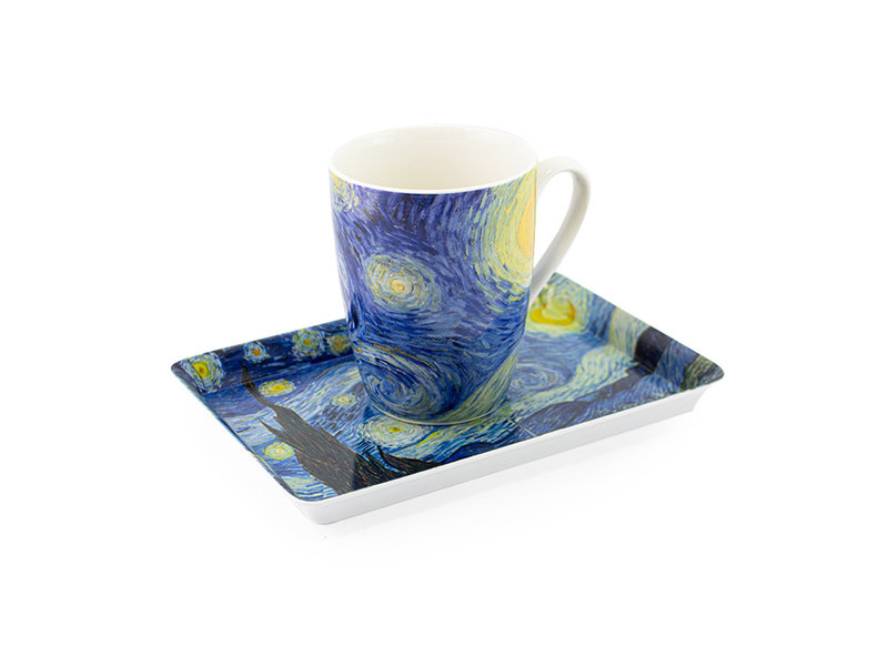 Conjunto: Taza y bandeja,Noche estrellada, Van Gogh