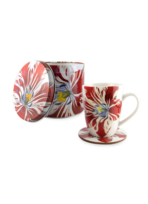 Conjunto: Taza / estaño / posavasos, Tulip Marrel