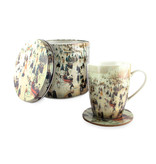 Conjunto: Taza / estaño / posavasos, Avercamp, paisaje invernal