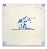 Carte postale, carrelage bleu de Delft, Cupidon