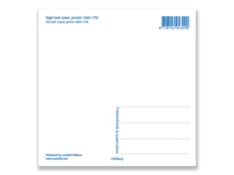 Postcard, Delft blue tile, Cupid