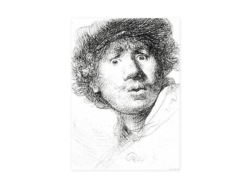 Paño de cocina, Autorretrato con mirada asombrada, Rembrandt