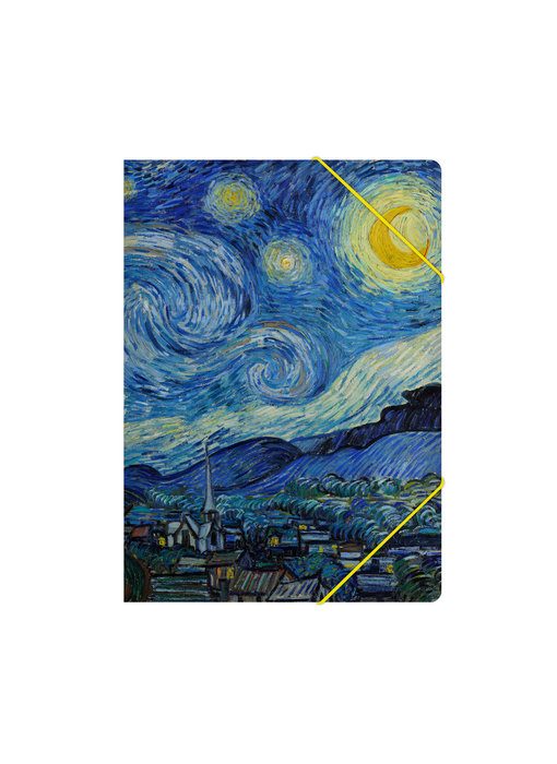 Carpeta archivadora de papel con cierre elástico, A4,Noche estrellada, Van Gogh