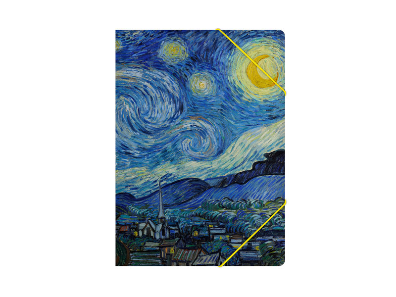 Paper file folder with elastic closure, Starry night, Van Gogh