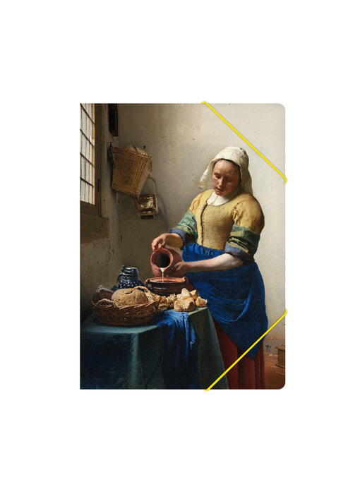 Paper file folder with elastic closure,A4, Milkmaid Vermeer