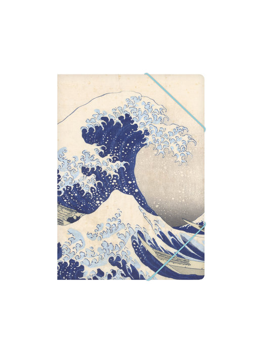 Chemise à dossier en papier avec fermeture élastique, A4, Hokusai, La grande vague