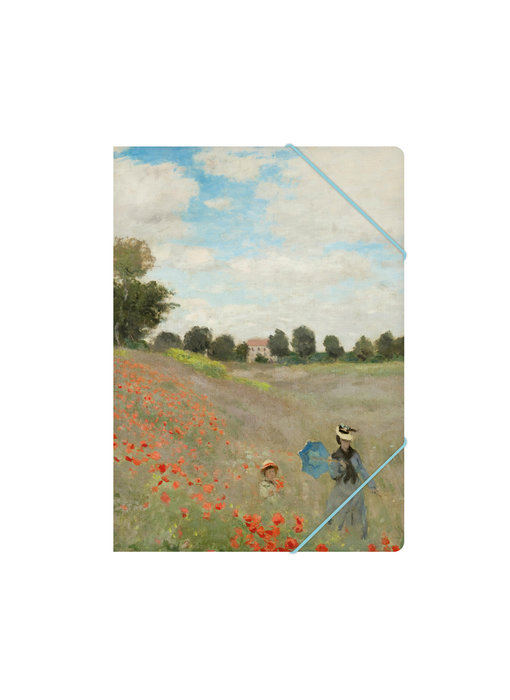 Chemise à dossier en papier avec élastique, A4,Monet, Champ de coquelicots