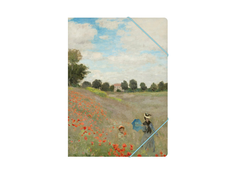 Carpeta archivadora de papel con cierre elástico, Monet, campo de amapolas