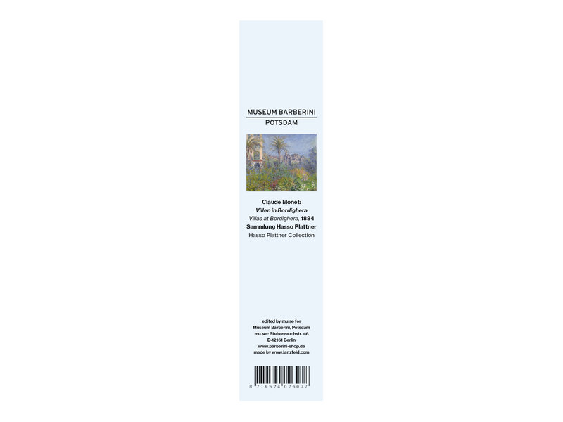 Classical bookmark,  Claude Monet, Villas in Bordighera