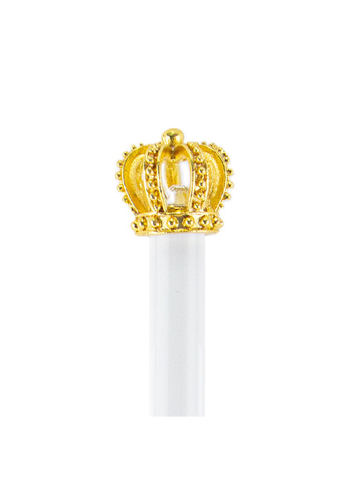 Stylo bille blanc avec couronne en or