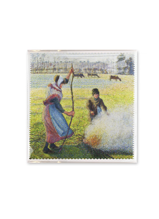Chiffon de nettoyage pour lunettes, 18 x 18 cm, Pissarro, Paysanne faisant du feu