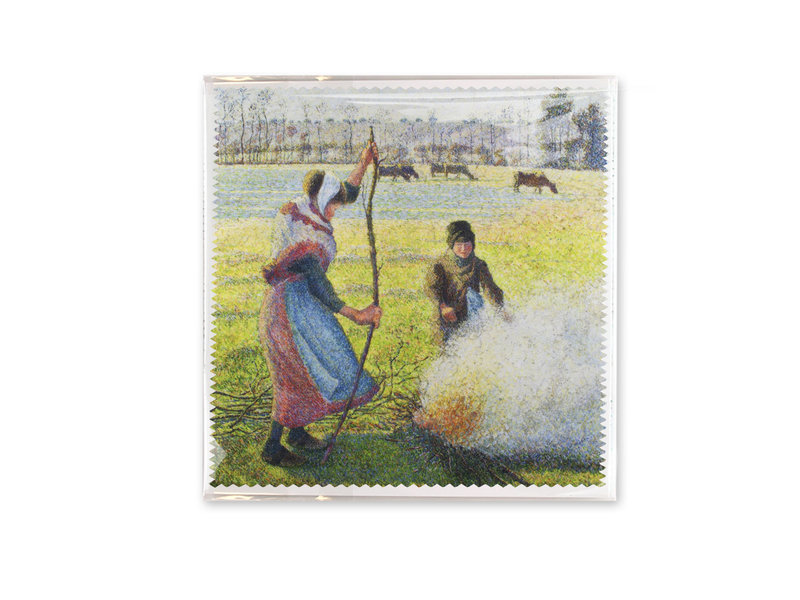 Lens cloth, 18x18 cm, Pisarro, Peasant Girl Making fire