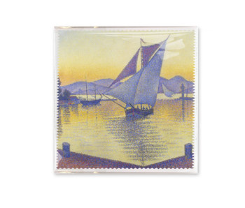 Brillendoekje,  18x18 cm, Signac, De haven bij zonsondergang