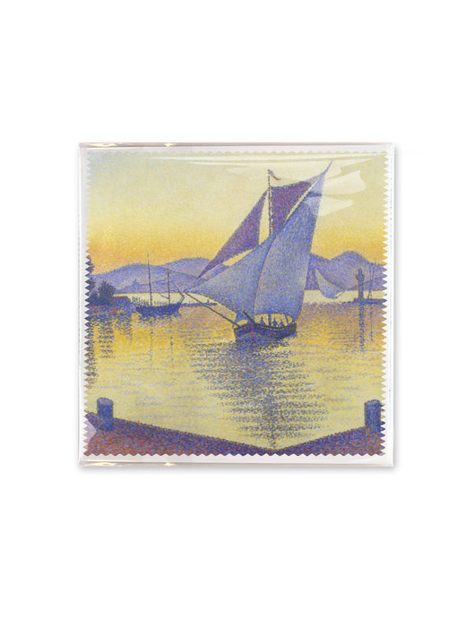 Brillendoekje,  18x18 cm, Signac, De haven bij zonsondergang