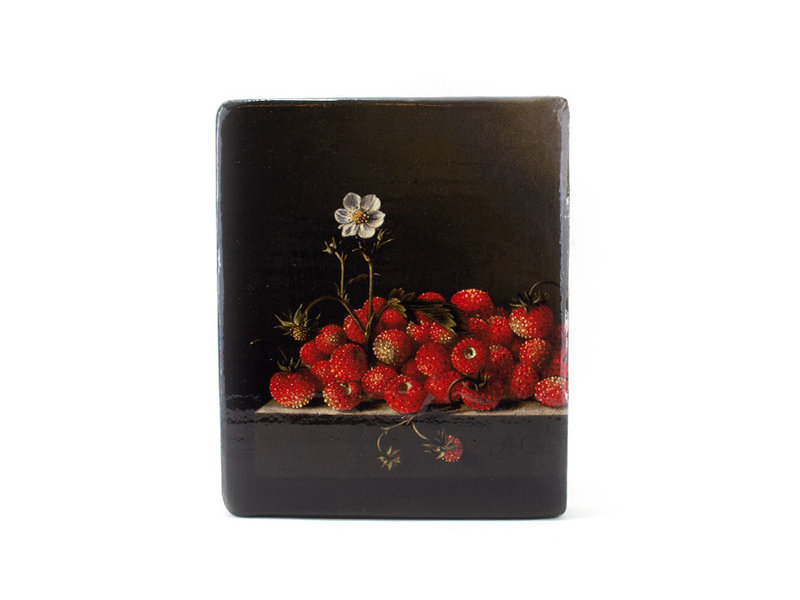 Meister auf Holz, Coorte, Erdbeeren mit Blume, 240 x 195 mm
