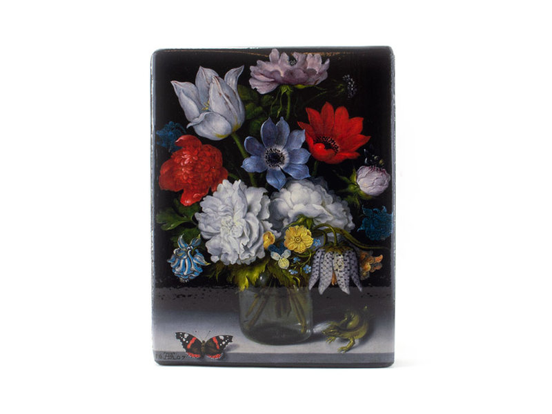 Masters-on-wood, Flower still life with butterfly, Bosschaert, 260 x 195mm