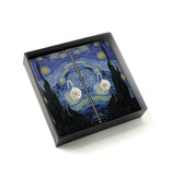 Silver plated earrings with glittering crystal stones, Van Gogh, Starry night