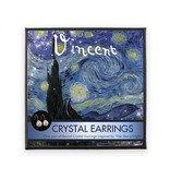 Silver plated earrings with glittering crystal stones, Van Gogh, Starry night