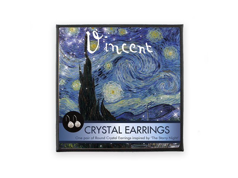 Boucles d'oreilles avec pierres de cristal scintillantes, Van Gogh, nuit étoilée