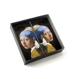 Silver plated earrings with glittering crystal stones, Girl with a Pearl Earring, Vermeer