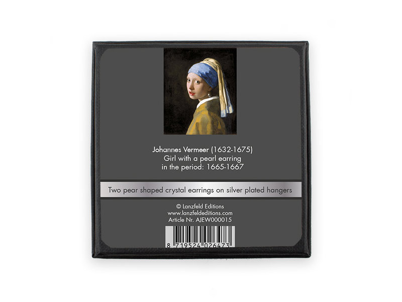 Silver plated earrings with glittering crystal stones, Girl with a Pearl Earring, Vermeer