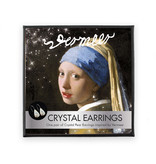 Silver plated earrings with glittering crystal stones, Girl with a Pearl Earring, Vermeer