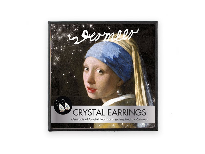 Silver plated earrings with glittering crystal stones, Girl with a Pearl Earring, Vermeer