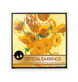 Boucles d'oreilles plaquées or avec pierres de cristal scintillantes, Van Gogh, Tournesols