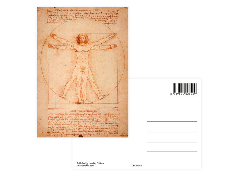 Carte postale, Da Vinci,  l'homme de Vitruve