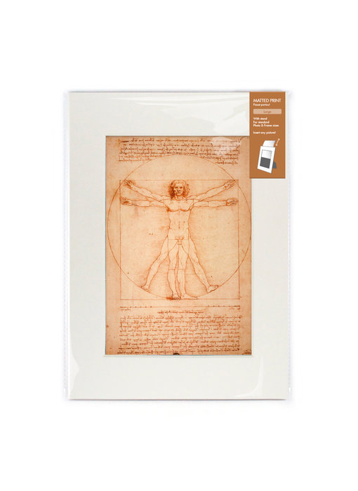 Matted print with reproduction, L,  Da Vinci, Vitruvian Man