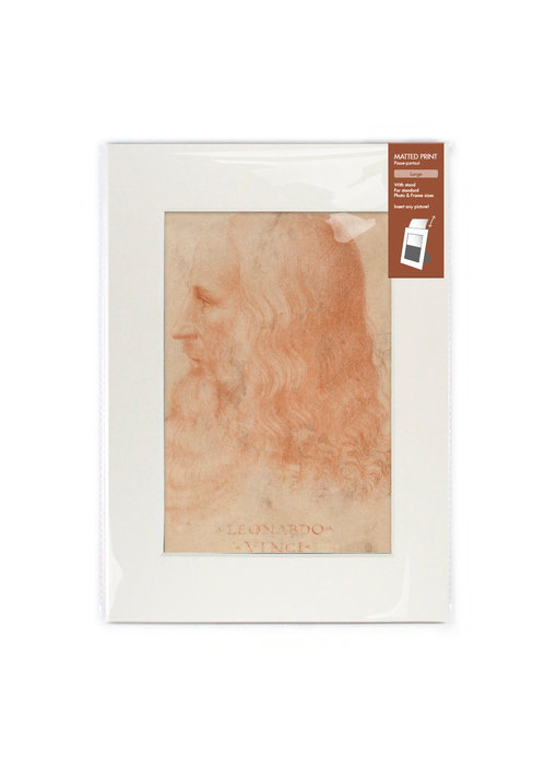 Matted print with reproduction, L,  Da Vinci, Self portrait