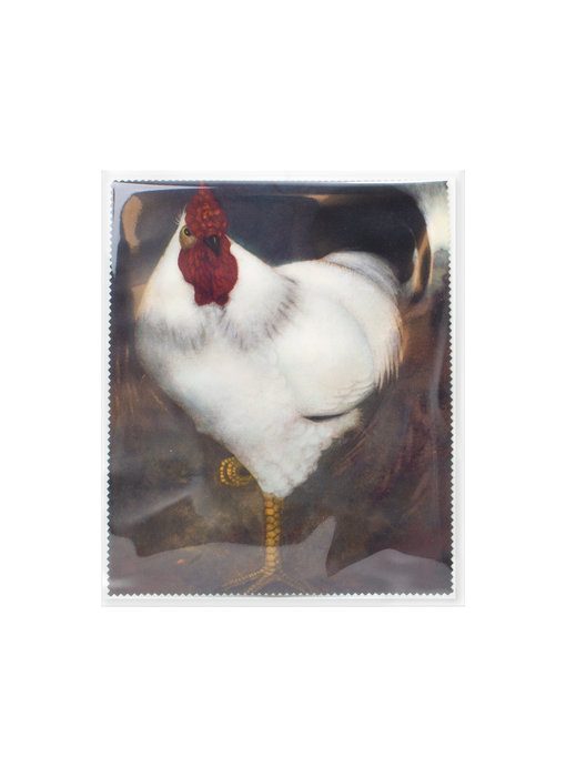 Lens cloth, 15 x 18 cm, White rooster, Mankes