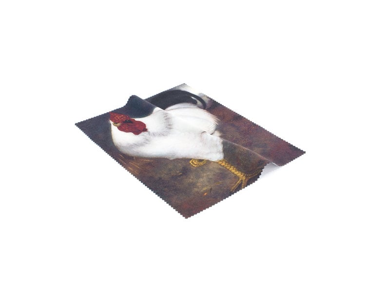 Lens cloth, 15 x 18 cm, White rooster, Mankes, Museum More